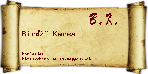 Biró Karsa névjegykártya